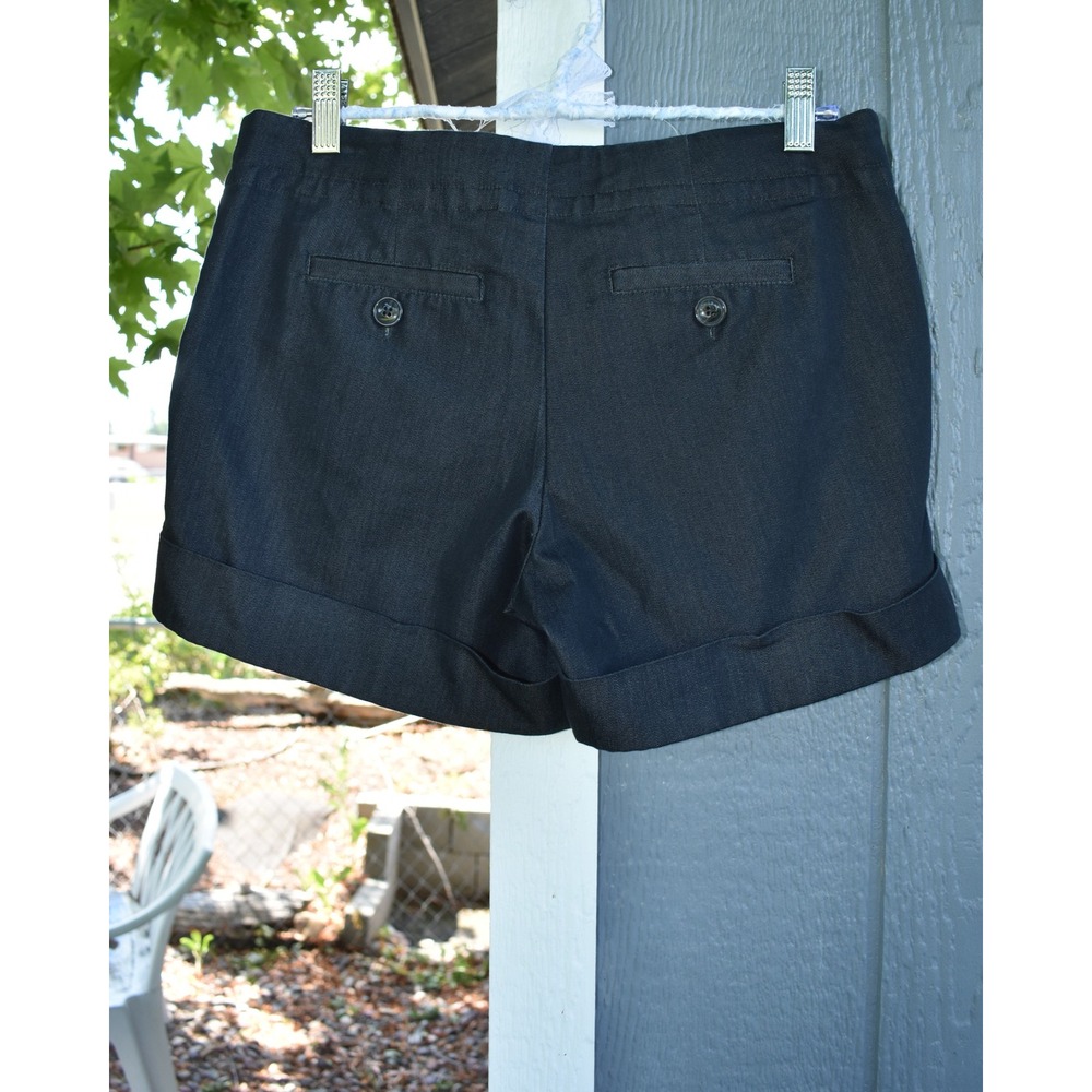Mossimo Womens Black Pleated Cuffed Shorts Size 6 Mid Rise Stretch Casual - Picture 3 of 7